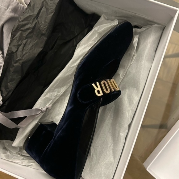 Dior Baby D Deep Blue Velvet Mary Jane Ballerina Pump Size 41.5 - Picture 11 of 16